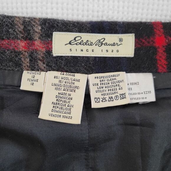 Vintage EDDIE BAUER Plaid Wool Mini Skirt Sz 12 Lined Preppy Punk Goth Y2K - Picture 8 of 8